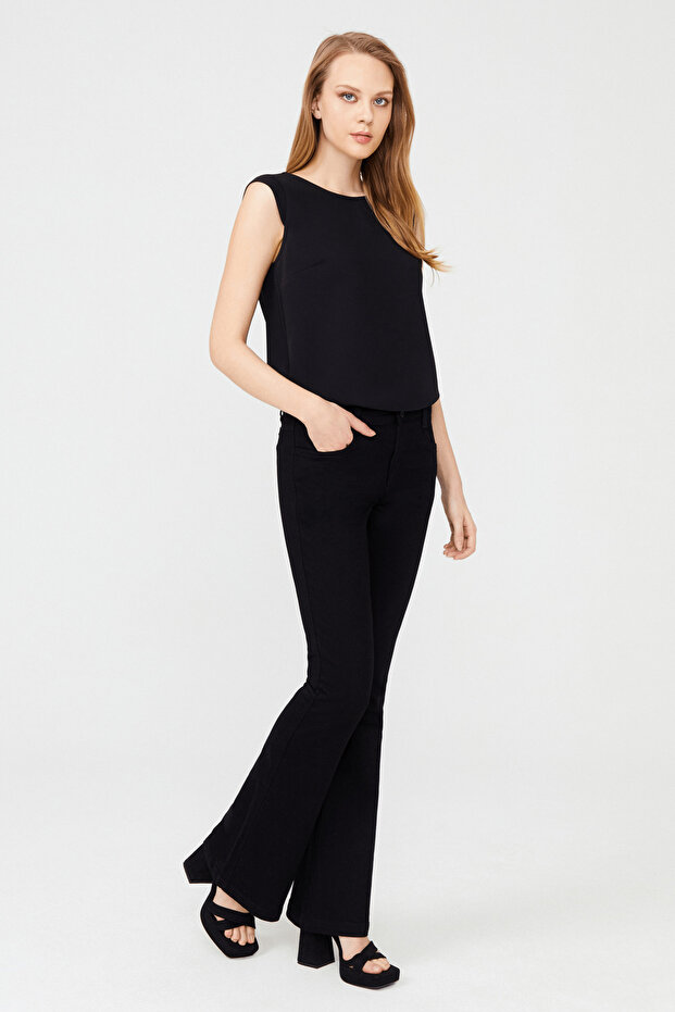 İspanyol Paça Denim Pantolon - 2