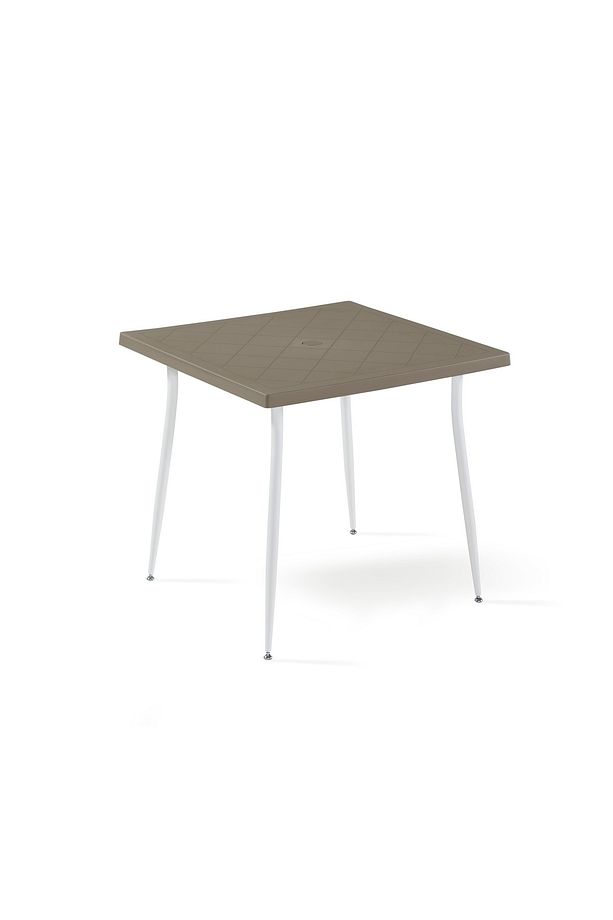 Beyaz Kum Beji Dış Mekan Bahçe Masa Sandalye Takımı - 4 Kişilik Kare 80x80 cm Set İç Ve Dış Mekan - 2