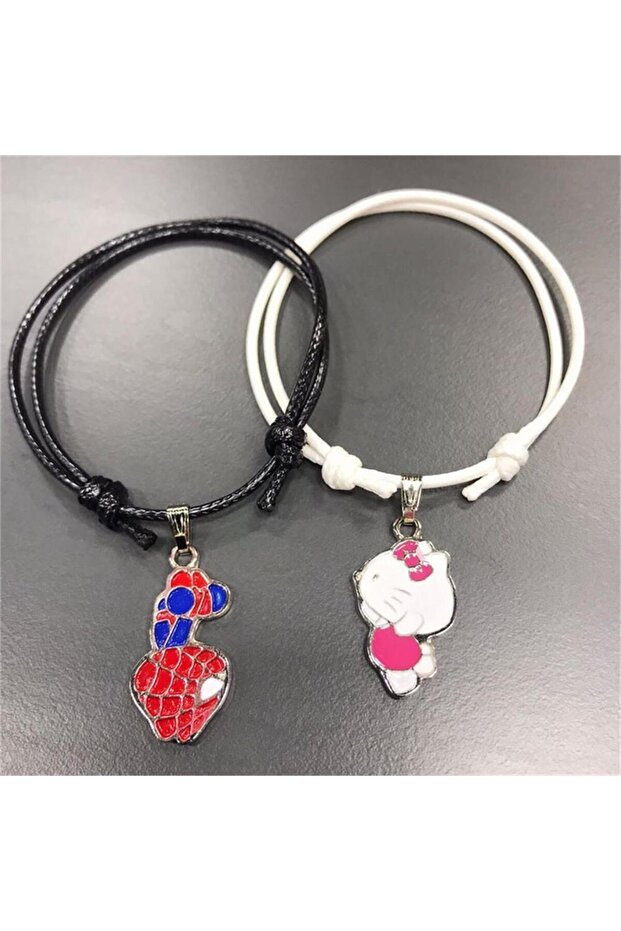 Spider & Hello Kitty Black and White Couple Bracelet