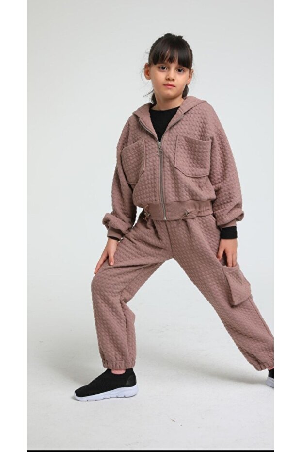 Girl's Zippered Elastic Tracksuit Set