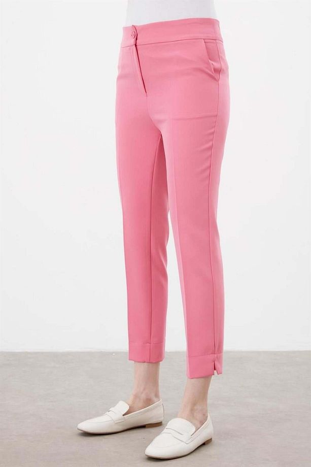 Yüksek Bel Basıc Pantolon - Pembe - 3