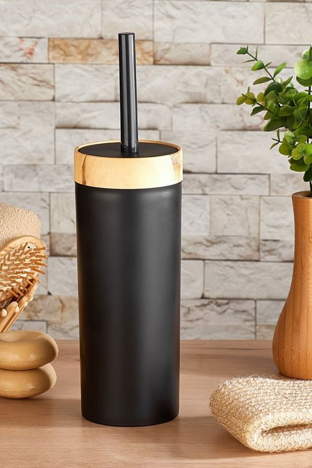 Bambu Desenli Çöp Kovası Ve Klozet Wc Fırçası 2’li Set - 6