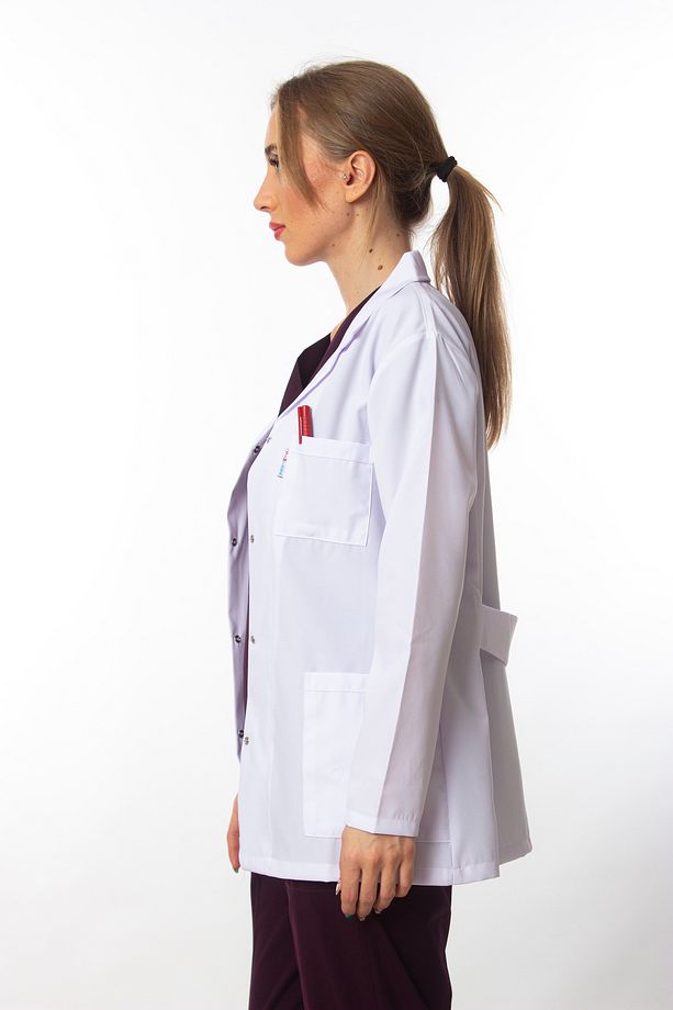 BEYAZ ÖNLÜK KADIN UZUN KOL CEKET BOY NORMAL YAKA DOKTOR HEMŞİRE ÖĞRETMEN ÖNLÜĞÜ BEYAZ - 4