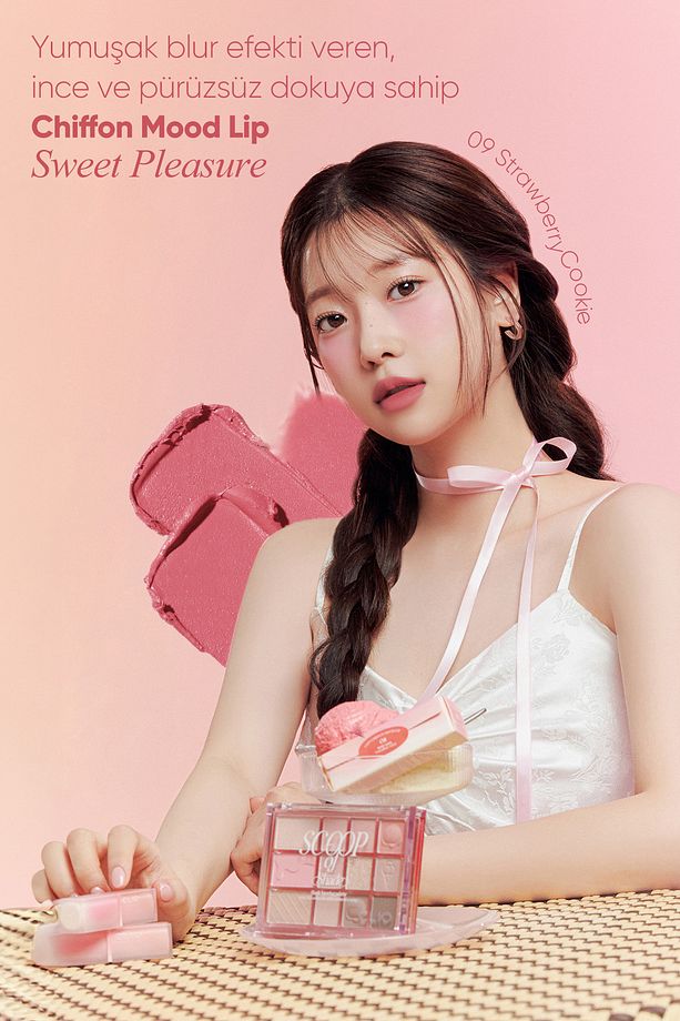 Yumuşak Dokulu, Hafif Mat Görünüm Sunan Ruj CLIO Chiffon Mood Lip (09 Strawberry Cookie) - 8