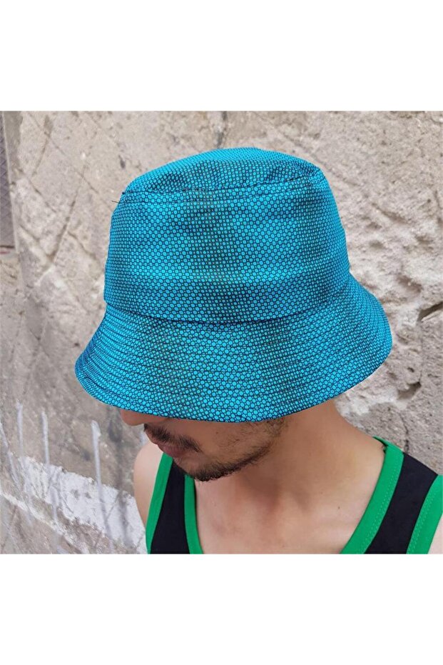 Turquoise Bubble Pattern Bucket Hat - 2