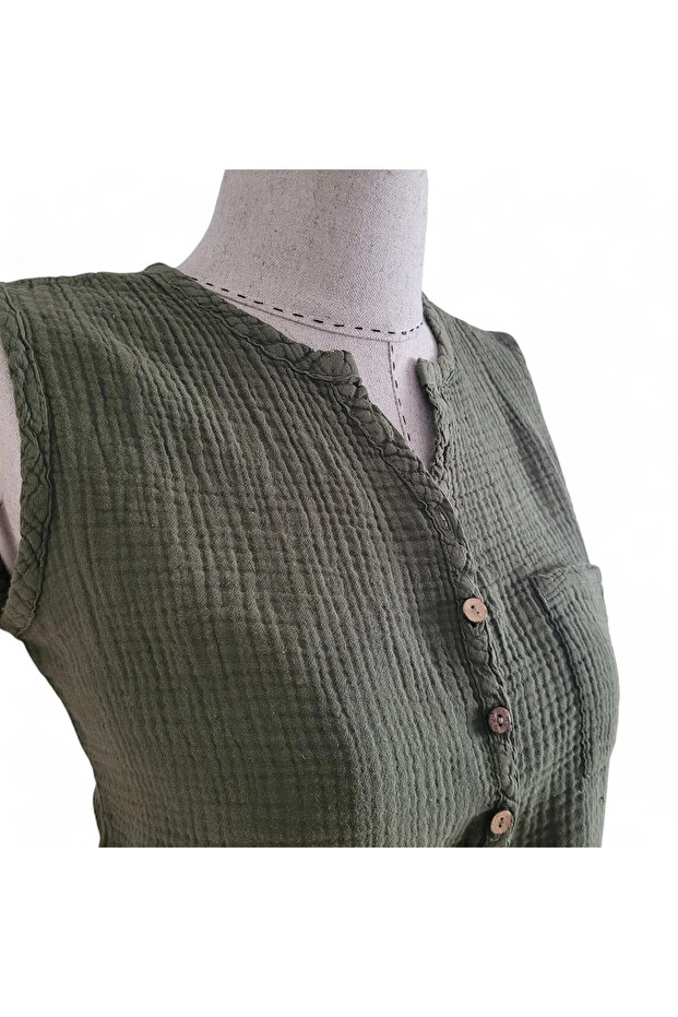 Khaki Colored Olive Wind Blouse - 2