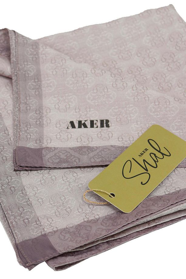 Jakarlı Eşarp - Monogram Desen - BF6060950-982 - Vizon - 2