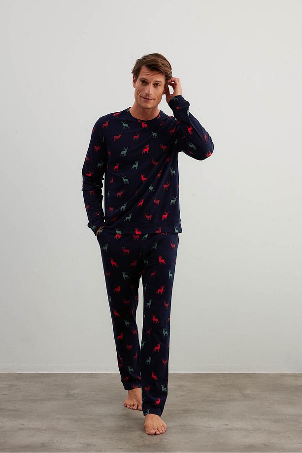 Erkek Pamuklu Uzun Kollu Pijama Üstü - 3