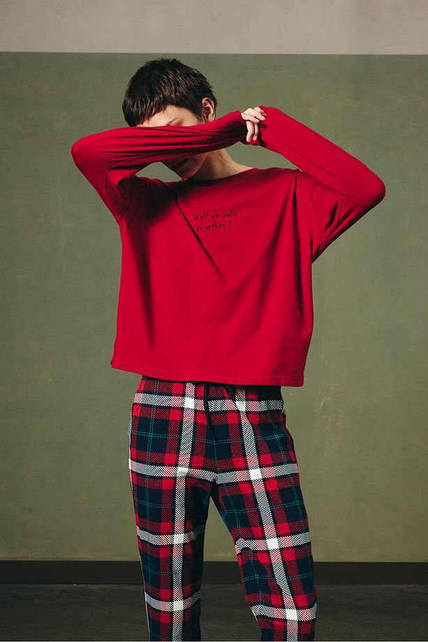 Kadın Pamuklu Uzun Kollu Pijama Üstü - 1