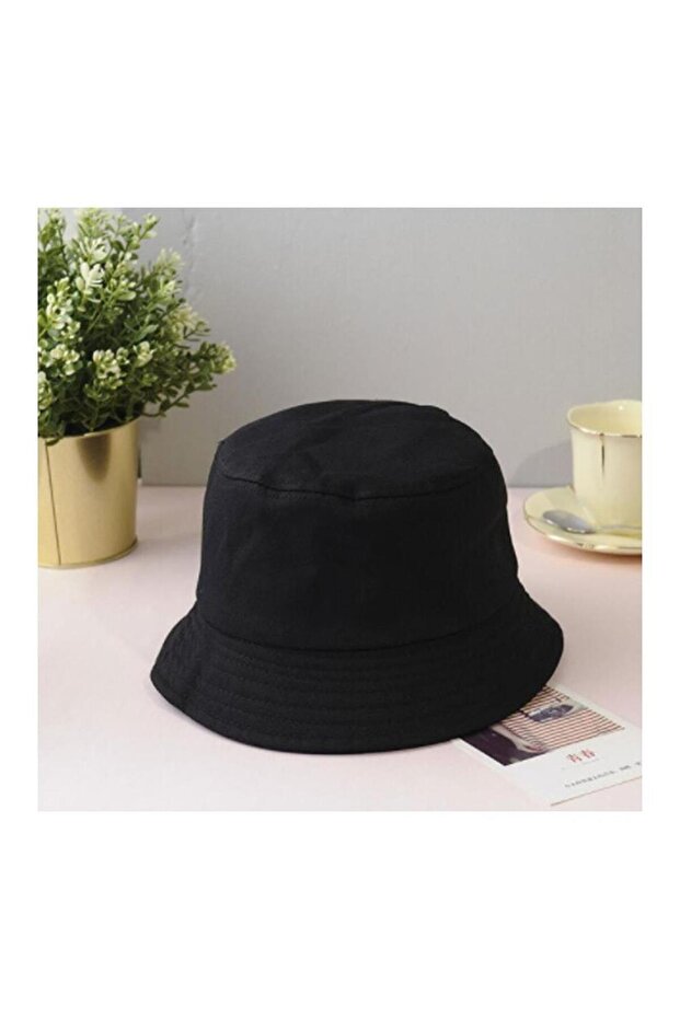 Plain Black Bucket Hat - 2