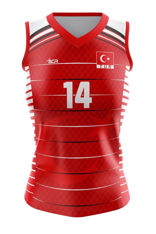 Voleybol Forması Sultan Model-kişiye Özel Isim Ve Numara Yazılabilir, Dijital Baskı Tasarım Tek Üst - 1