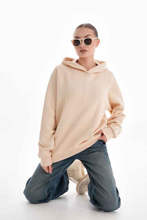 Kapüşonlu Oversize Sweatshirt - 8