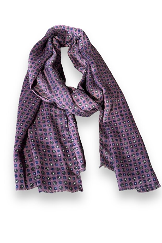 Yün İpek Baskılı Atkı - 2