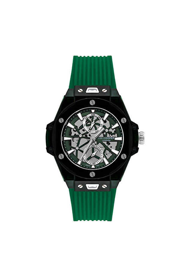 Lee Cooper Men's Watch, Multi Function Display and Silicone Strap - LC07975.777, Green