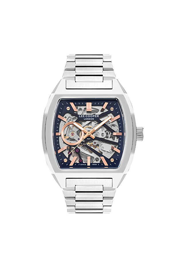 Lee Cooper LC07976.380 Men Automatic Display Watch & Metal Strap Silver