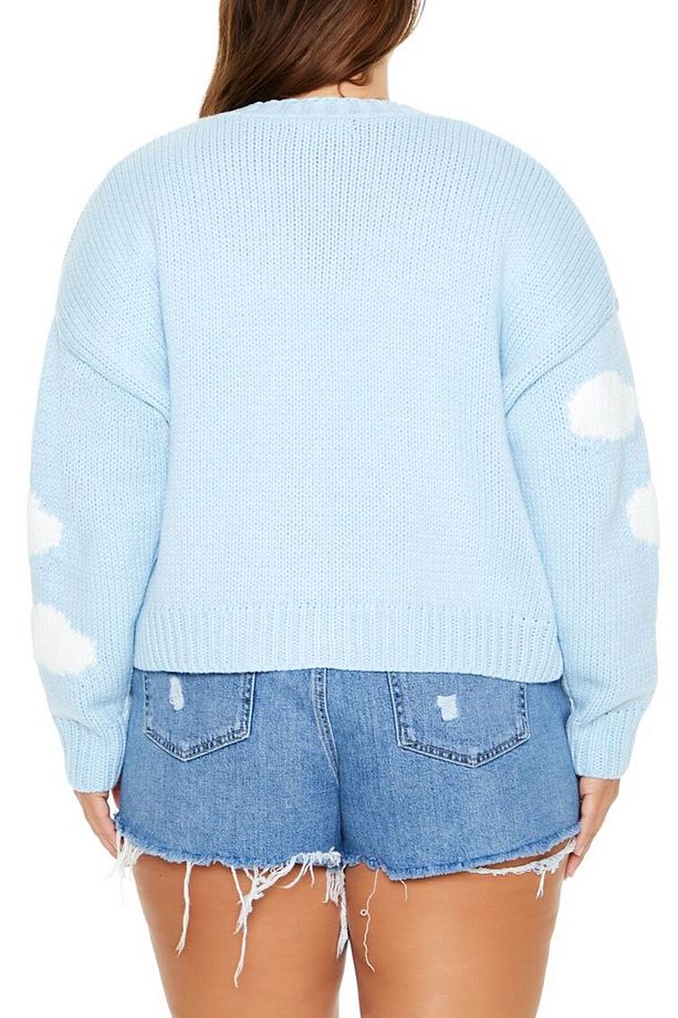 Plus Size Bulut Desenli Hırka - 5