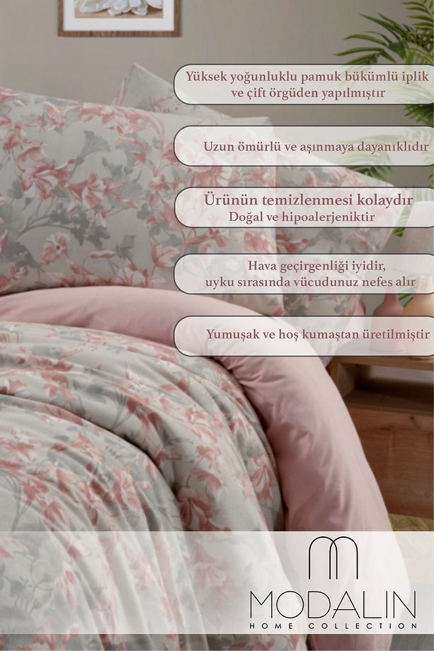 Çift Kişilik Nevresim Takımı Lıly Krem - 200x220 - 3