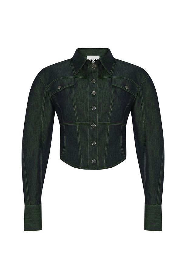 UNHINGED JACKET Koyu Yeşil Kontrast Dikişli Ceket - 6