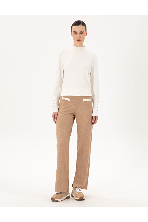 Beige Loose Fit Knitwear Trousers 50291033 -Vr011