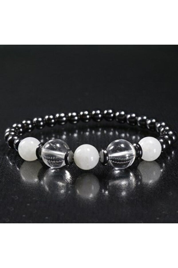 Hematite - Moonstone - Quartz Stone Natural Stone Bracelet