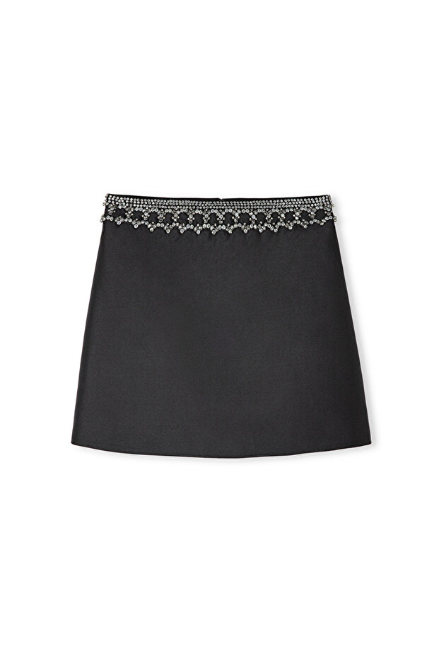 Kristal taş işlemeli mini etek - 3