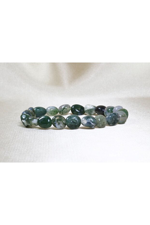 Mossy Agate Bracelet / Unprocessed Natural Stone Bracelet