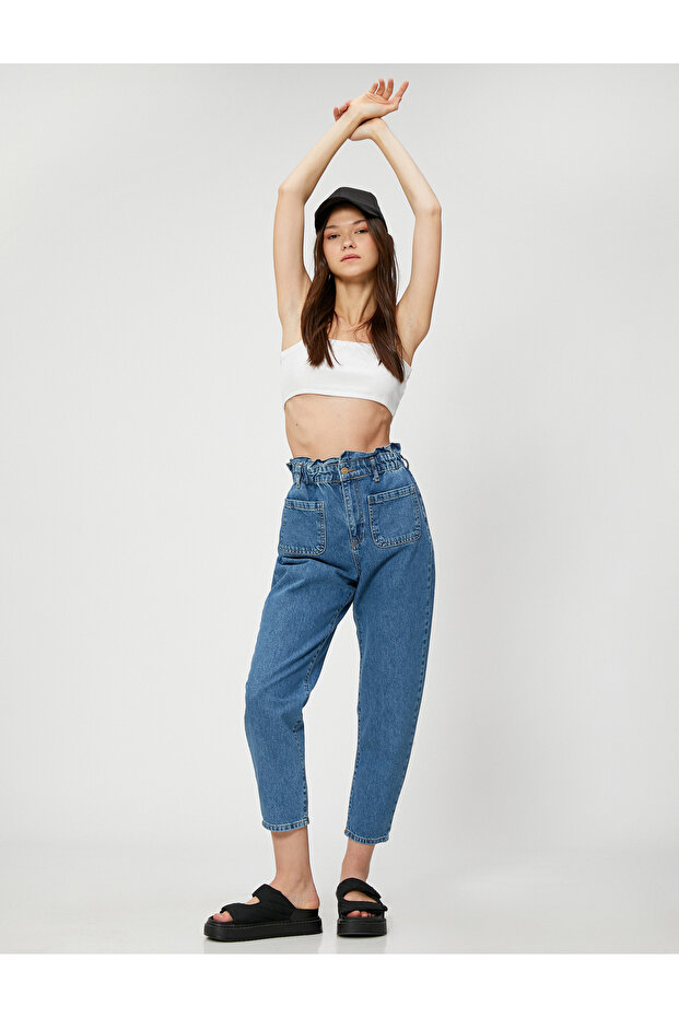 Elastic Waist Jeans High Waist - Baggy Jeans