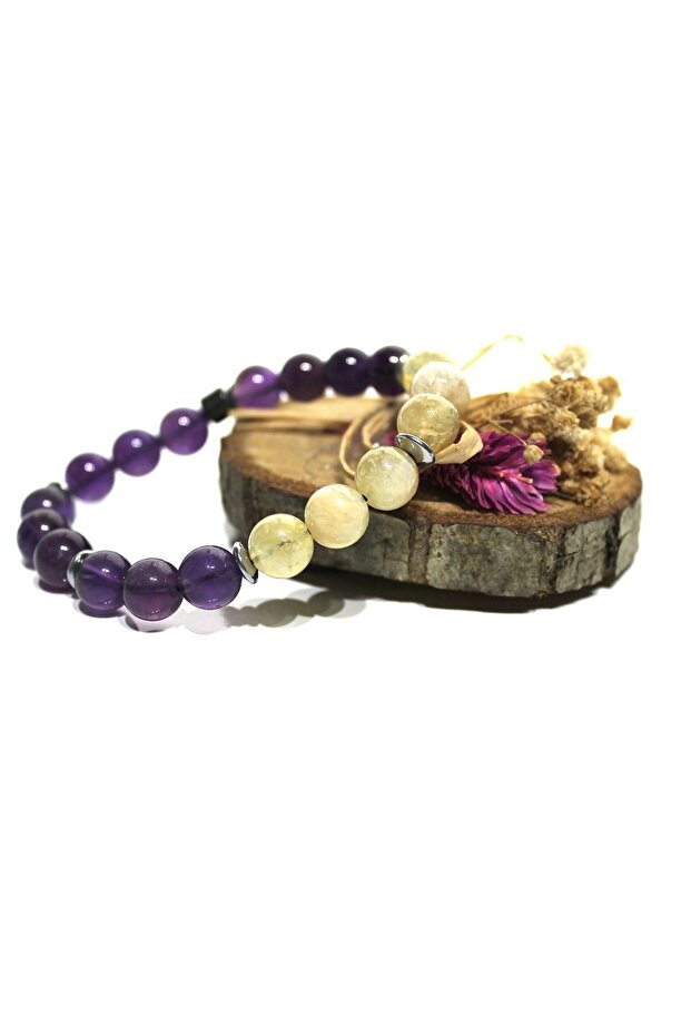 Amethyst Citrine Natural Stone Blessings Bracelet