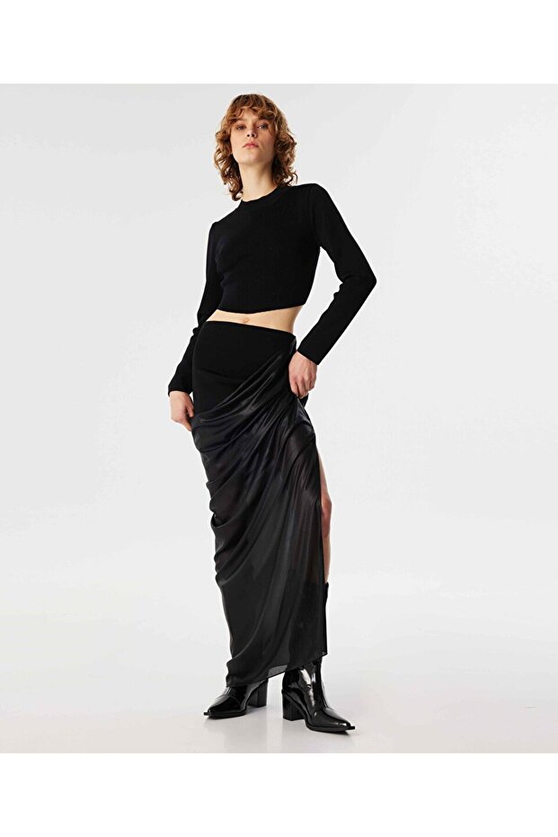 KUMAŞ MIX DRAPELİ ETEK - 2