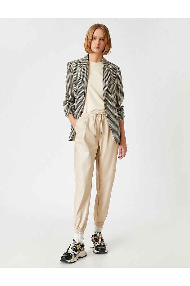 Suni Deri Jogger Pantolon - 1