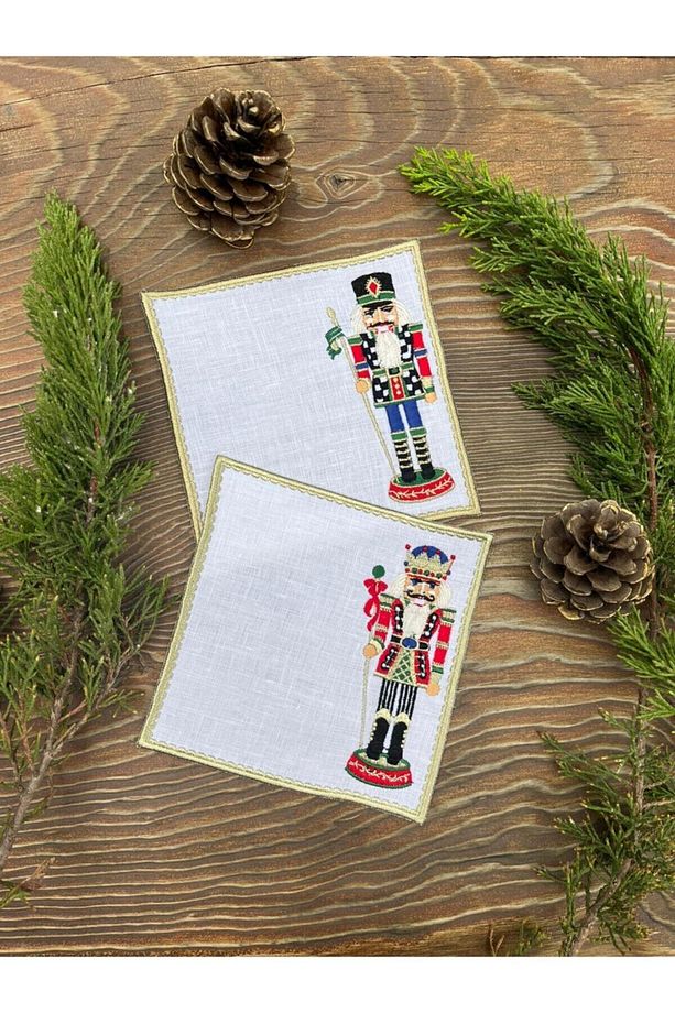 Nutcrackers Kokteyl Peçete - 2 Adet Kurşun Asker Işlemeli Kahve Fincanı Altlığı - 1