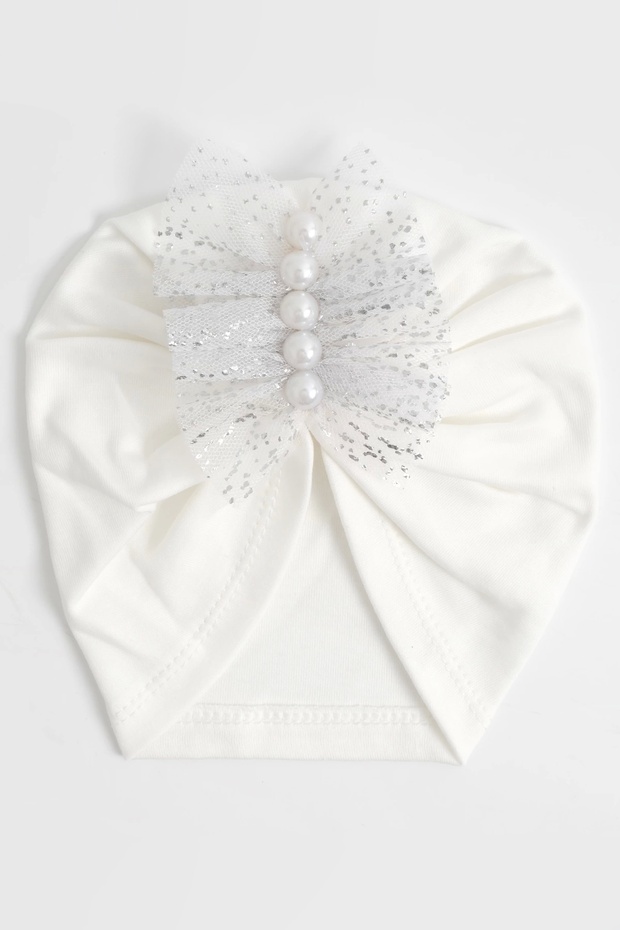 Baby Girl Pearl Tulle Cotton Bonnet