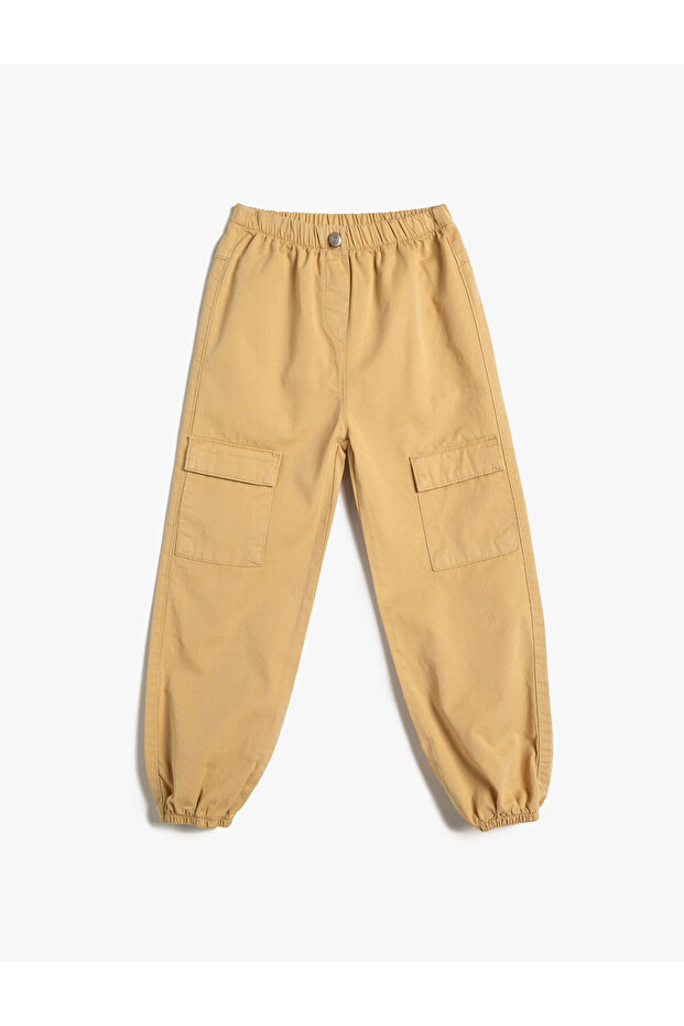 Parachute Trousers Elastic Waist Pocket Cotton