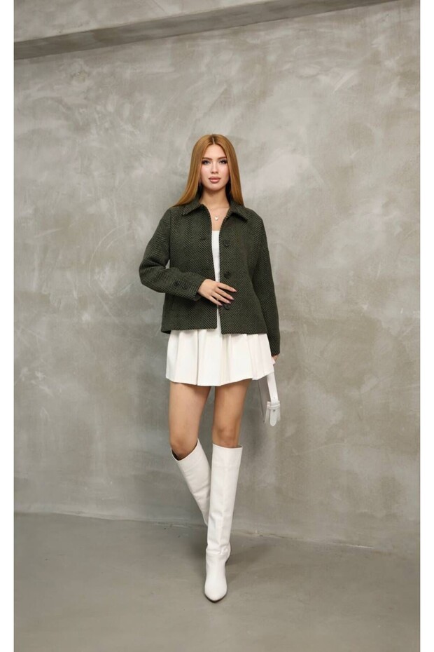 Houndstooth Patterned Dalida Stamp Jacket - Tns-4429 - 2