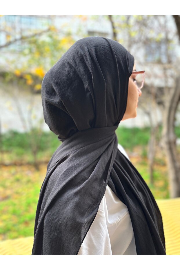 Hijab Cotton Crash Shawl Black
