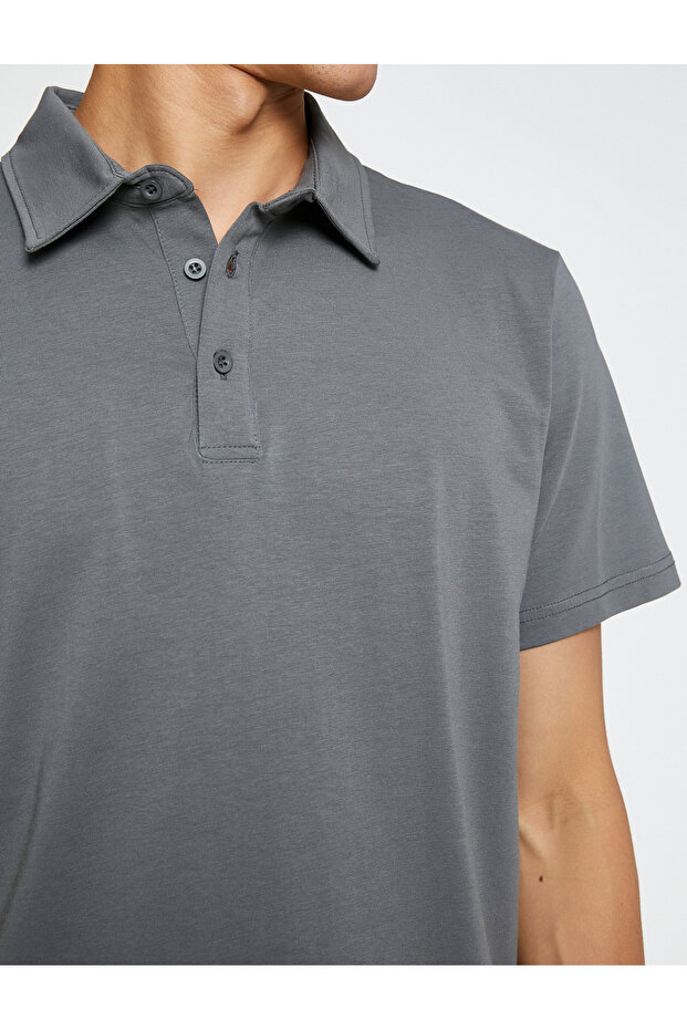 Basic Tişört Polo Yaka Pamuklu - 5
