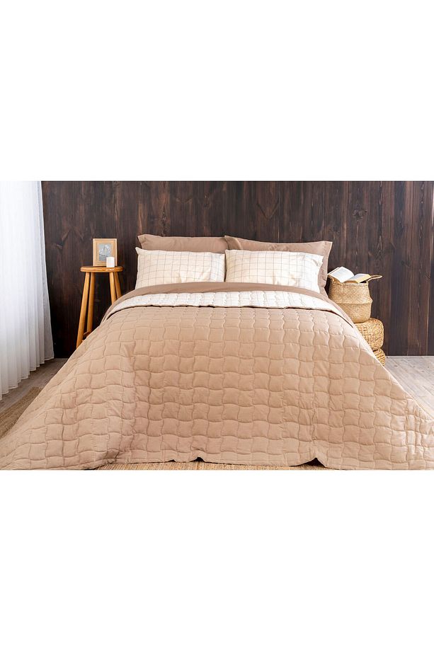 NORWICH Mocha %100 Pamuk King Size Yatak Örtüsü Seti - 1
