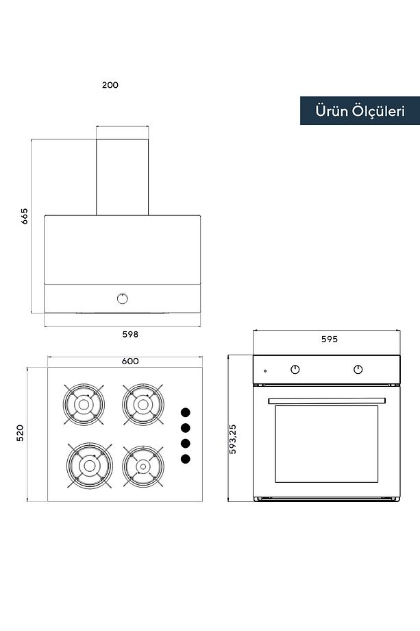 Black Still Button 3'lü Ankastre Set - 5