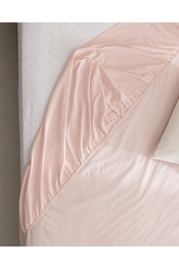 Manon King Size Plus %100 Pamuk Ranforce Lastikli Çarşaf - Açık Pudra - 3