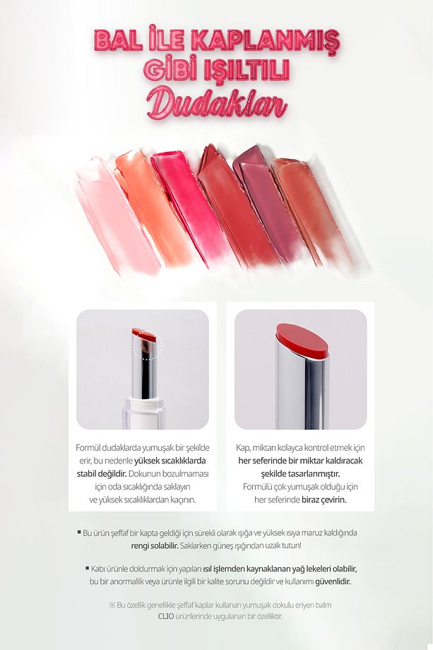 Yoğun Pigmentli ve Işıltılı Dudak Balmı CLIO Crystal Glam Balm (05 Honey Raspberry) - 8