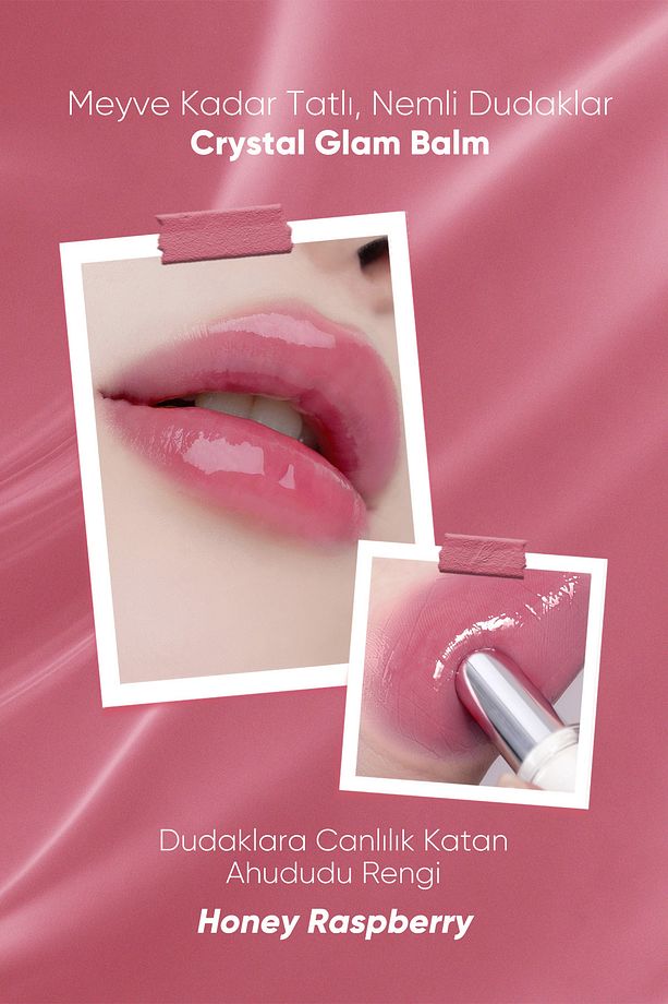 Yoğun Pigmentli ve Işıltılı Dudak Balmı CLIO Crystal Glam Balm (05 Honey Raspberry) - 3