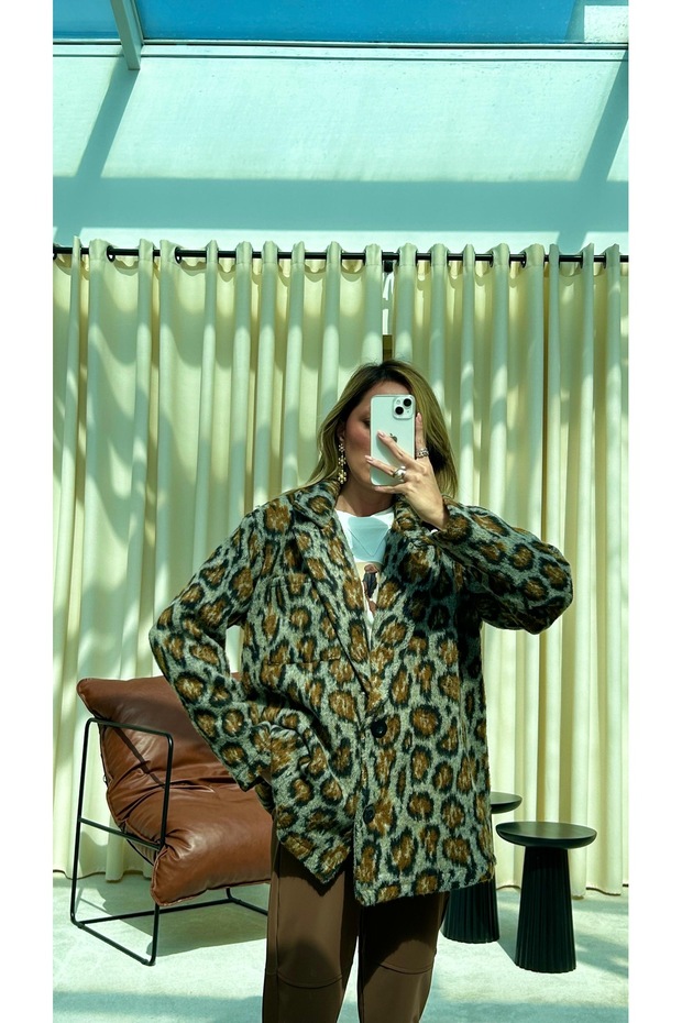 Leopar desenli çeket - 1