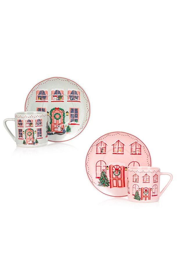 LCW HOME Pembe Baskılı 2 Kişilik Porselen Kahve Fincan Takımı 90 Ml - 5
