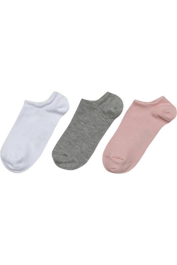 Dellıah-B 3-Piece Ballerina Socks 36-40 Gray Pink White P- 000000000000011540