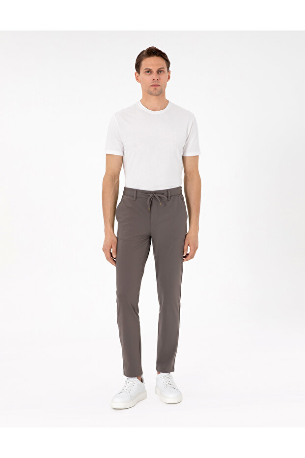 Mink Slim Fit Flexible Jogger Canvas Trousers 50307954 -Vr052