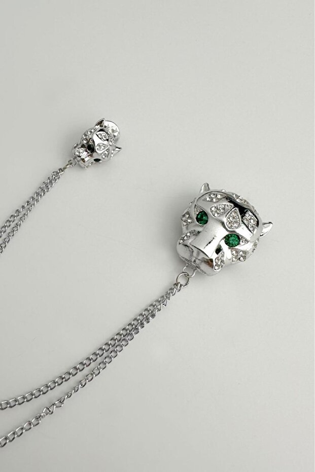 Kaplan Figürlü Zincirli Kaplan Broş - 3