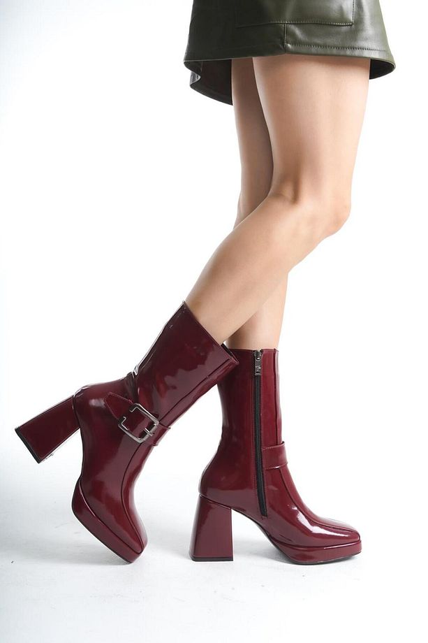 Bordo Rugan Platform Tokalı Kadın Bot - 3