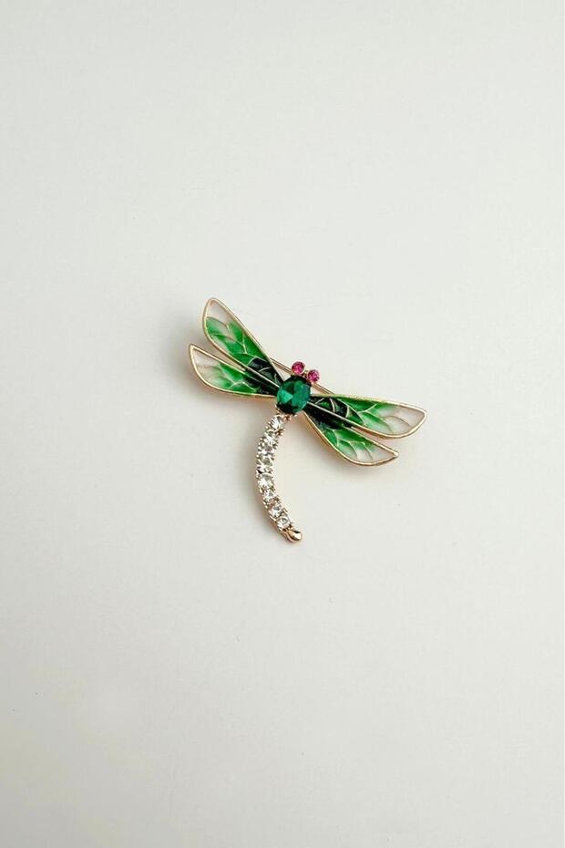 Mineli Taşlı Yusufçuk Broş (en:5 Cm Boy:4 Cm) - 2