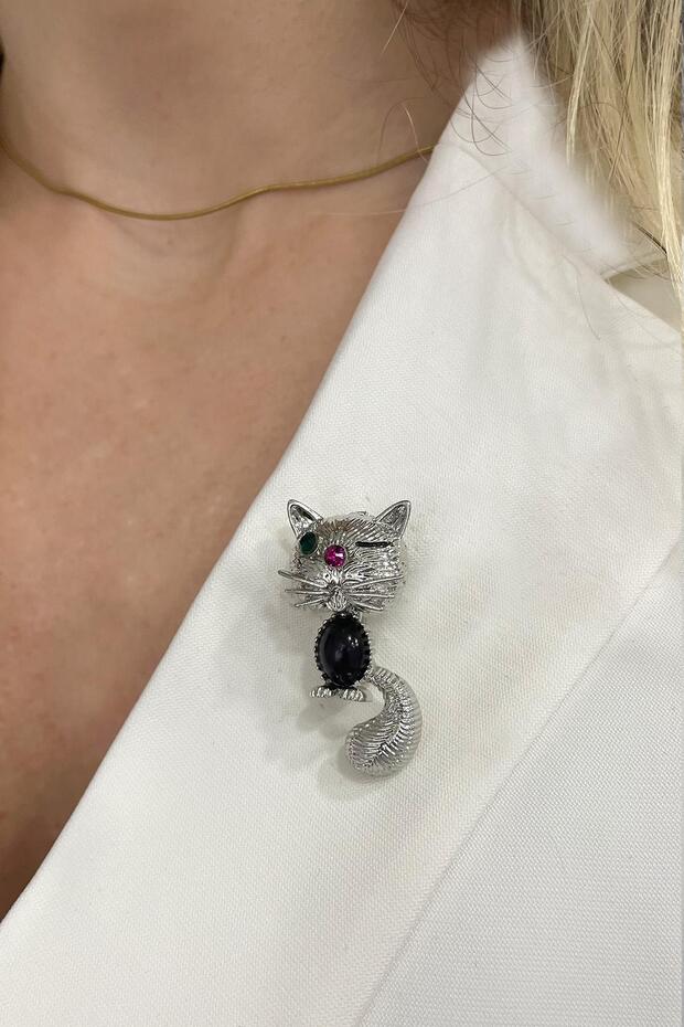 Sevimli Kedi Broş (Ölçü:4cm) - 1