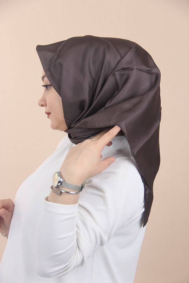 Kurşuni Düz Twill İpek Eşarp - 2
